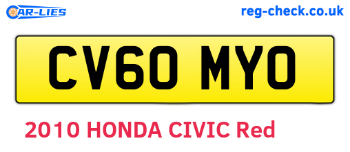 CV60MYO are the vehicle registration plates.