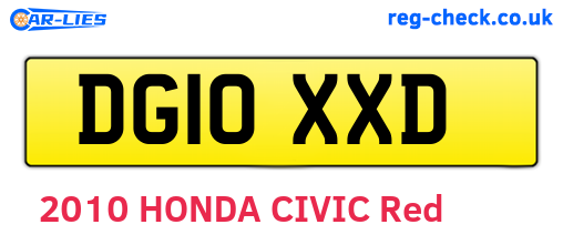 DG10XXD are the vehicle registration plates.