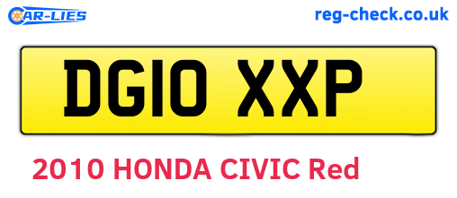 DG10XXP are the vehicle registration plates.