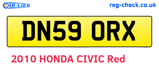 DN59ORX are the vehicle registration plates.