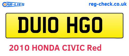 DU10HGO are the vehicle registration plates.