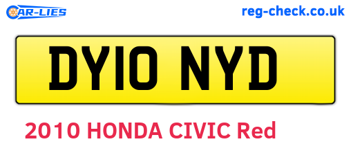 DY10NYD are the vehicle registration plates.