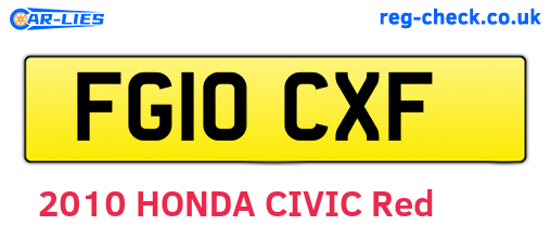 FG10CXF are the vehicle registration plates.