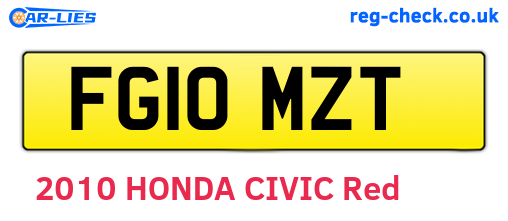 FG10MZT are the vehicle registration plates.