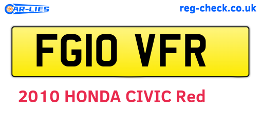 FG10VFR are the vehicle registration plates.