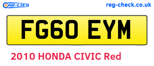 FG60EYM are the vehicle registration plates.