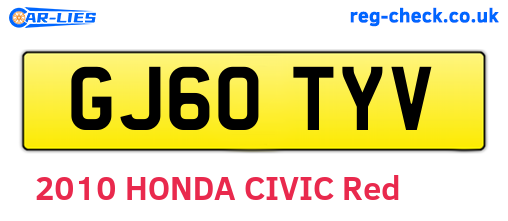 GJ60TYV are the vehicle registration plates.