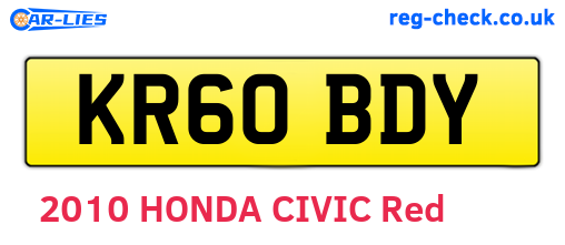 KR60BDY are the vehicle registration plates.