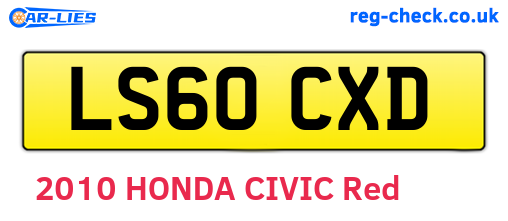LS60CXD are the vehicle registration plates.