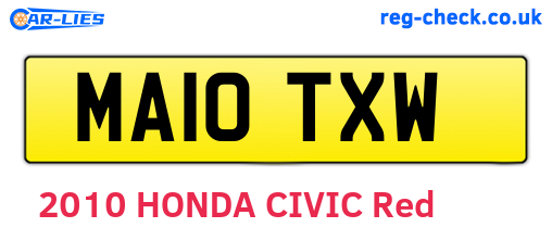 MA10TXW are the vehicle registration plates.