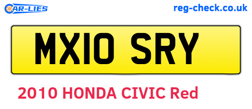 MX10SRY are the vehicle registration plates.