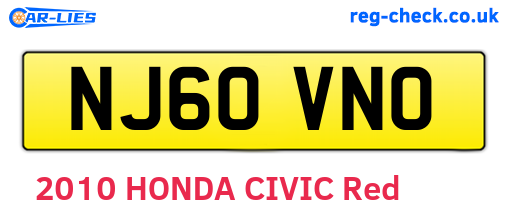 NJ60VNO are the vehicle registration plates.