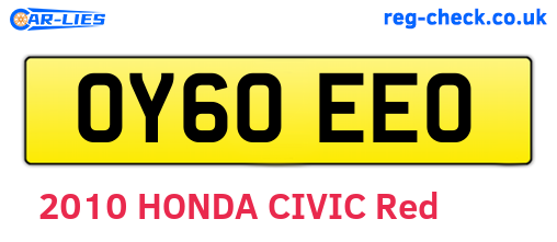 OY60EEO are the vehicle registration plates.