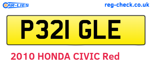 P321GLE are the vehicle registration plates.
