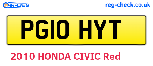PG10HYT are the vehicle registration plates.