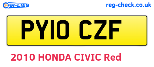 PY10CZF are the vehicle registration plates.