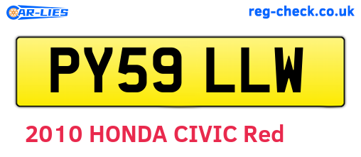 PY59LLW are the vehicle registration plates.