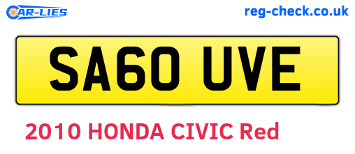 SA60UVE are the vehicle registration plates.