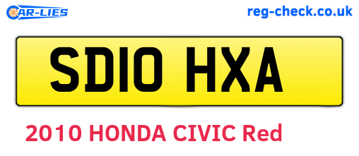 SD10HXA are the vehicle registration plates.