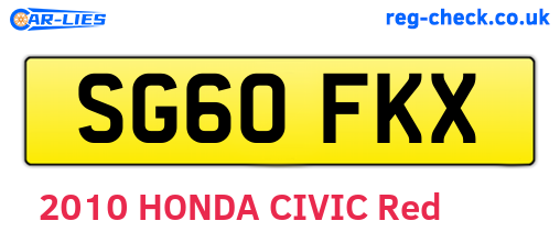 SG60FKX are the vehicle registration plates.