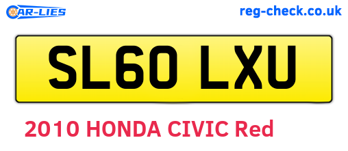 SL60LXU are the vehicle registration plates.