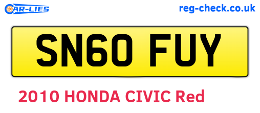 SN60FUY are the vehicle registration plates.