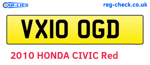 VX10OGD are the vehicle registration plates.