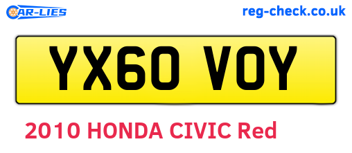 YX60VOY are the vehicle registration plates.