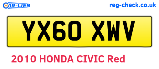 YX60XWV are the vehicle registration plates.