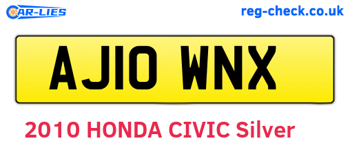 AJ10WNX are the vehicle registration plates.