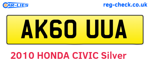 AK60UUA are the vehicle registration plates.