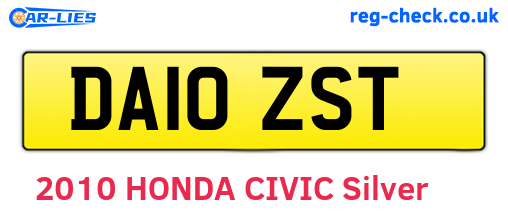 DA10ZST are the vehicle registration plates.