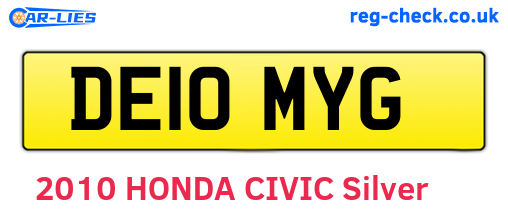 DE10MYG are the vehicle registration plates.