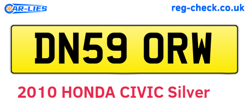DN59ORW are the vehicle registration plates.