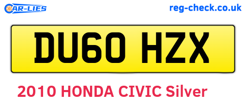 DU60HZX are the vehicle registration plates.