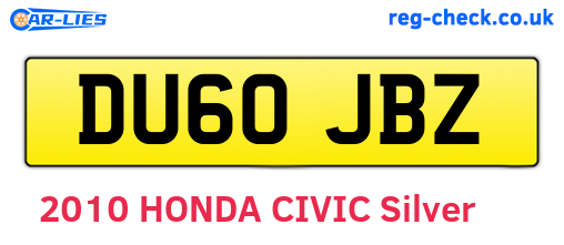 DU60JBZ are the vehicle registration plates.