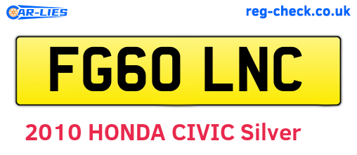 FG60LNC are the vehicle registration plates.