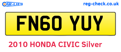 FN60YUY are the vehicle registration plates.
