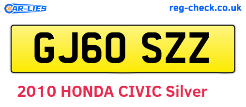 GJ60SZZ are the vehicle registration plates.