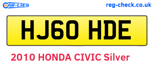 HJ60HDE are the vehicle registration plates.