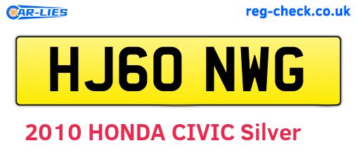 HJ60NWG are the vehicle registration plates.