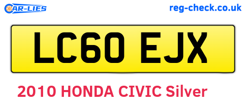 LC60EJX are the vehicle registration plates.