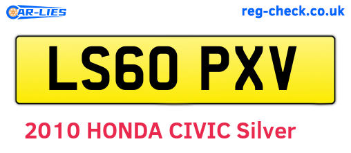LS60PXV are the vehicle registration plates.
