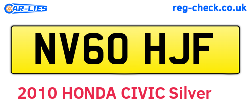 NV60HJF are the vehicle registration plates.