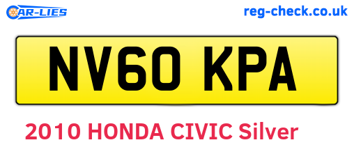 NV60KPA are the vehicle registration plates.