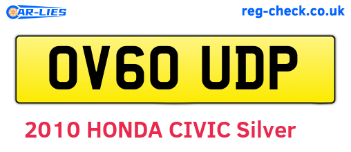 OV60UDP are the vehicle registration plates.