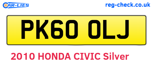 PK60OLJ are the vehicle registration plates.