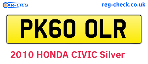 PK60OLR are the vehicle registration plates.