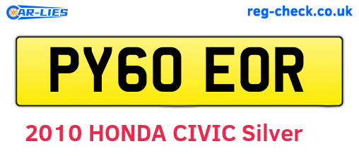 PY60EOR are the vehicle registration plates.