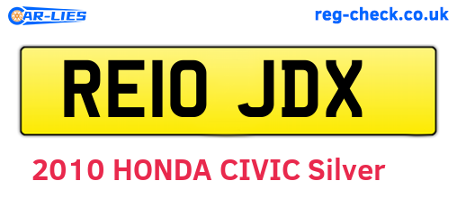 RE10JDX are the vehicle registration plates.